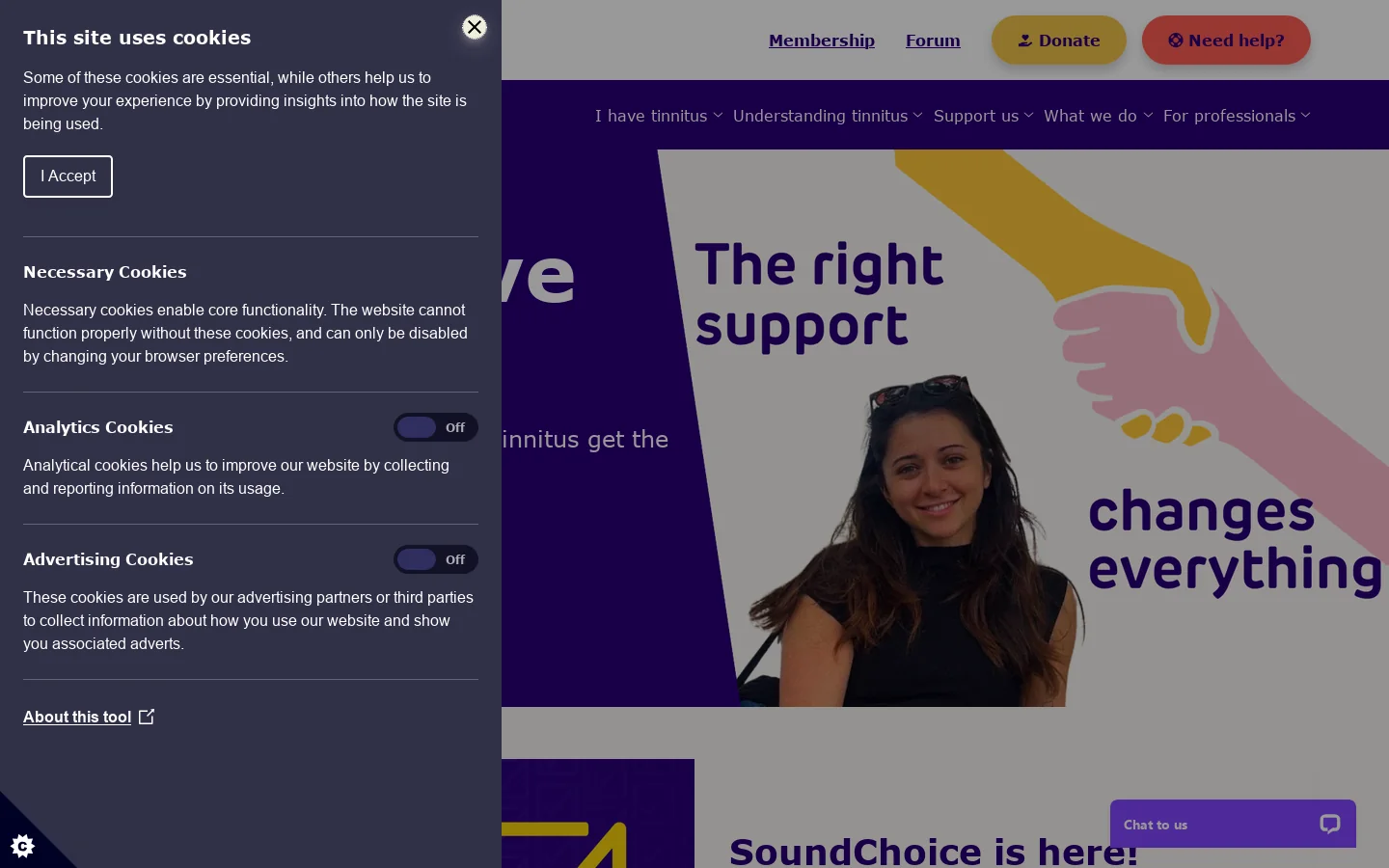 Tinnitus UK Homepage screenshot