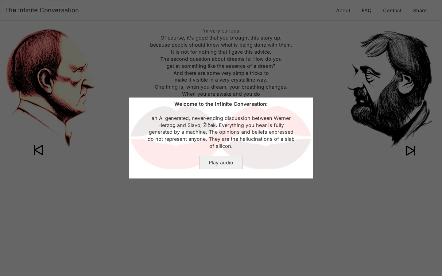 The Infinite Conversation Homepage screenshot