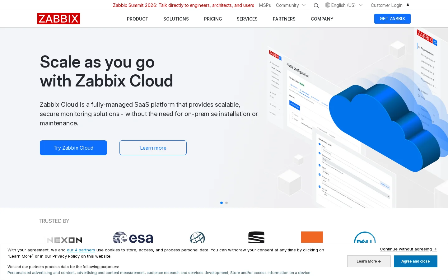 Zabbix Homepage screenshot