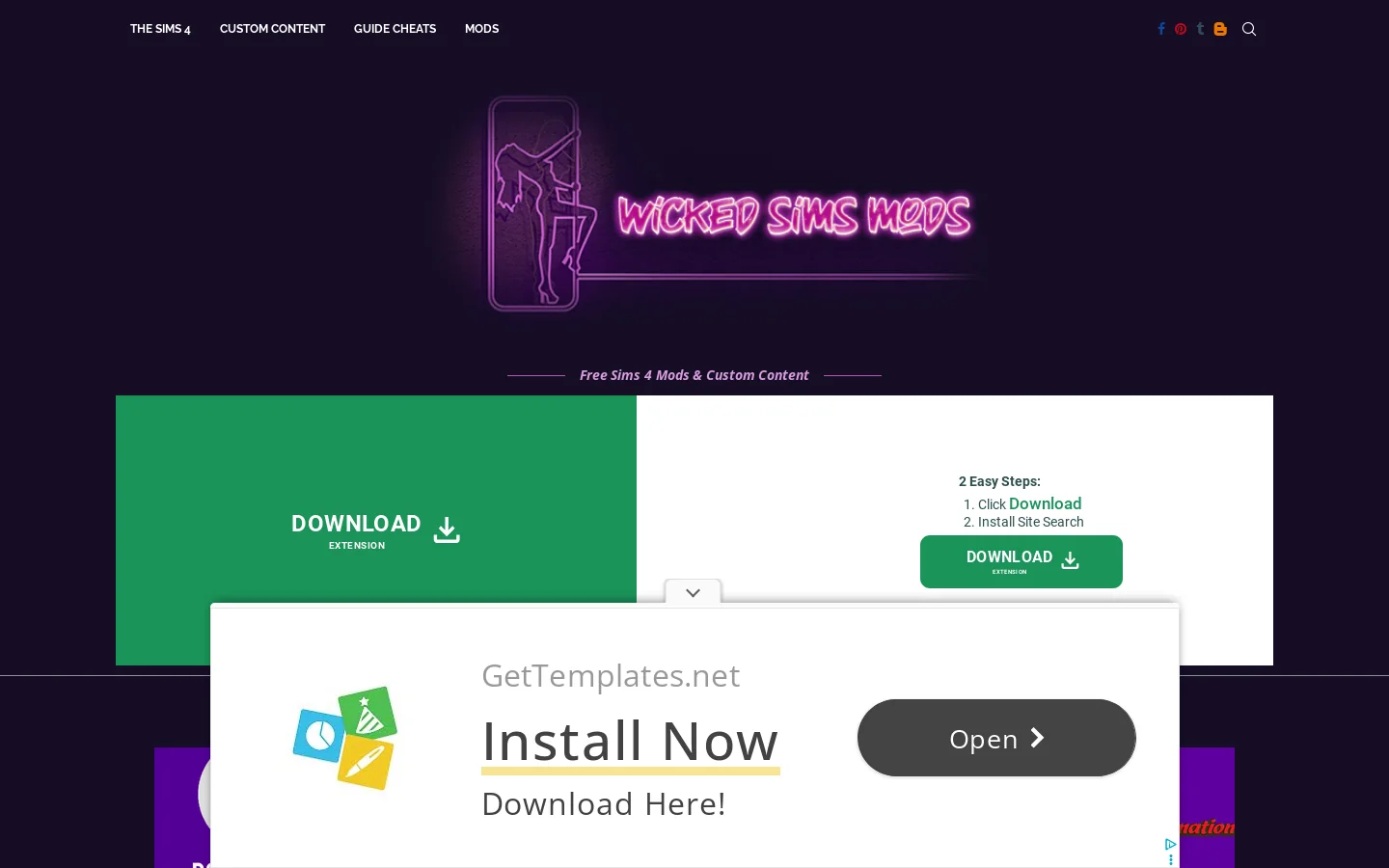 Wicked Sims Mods Homepage screenshot
