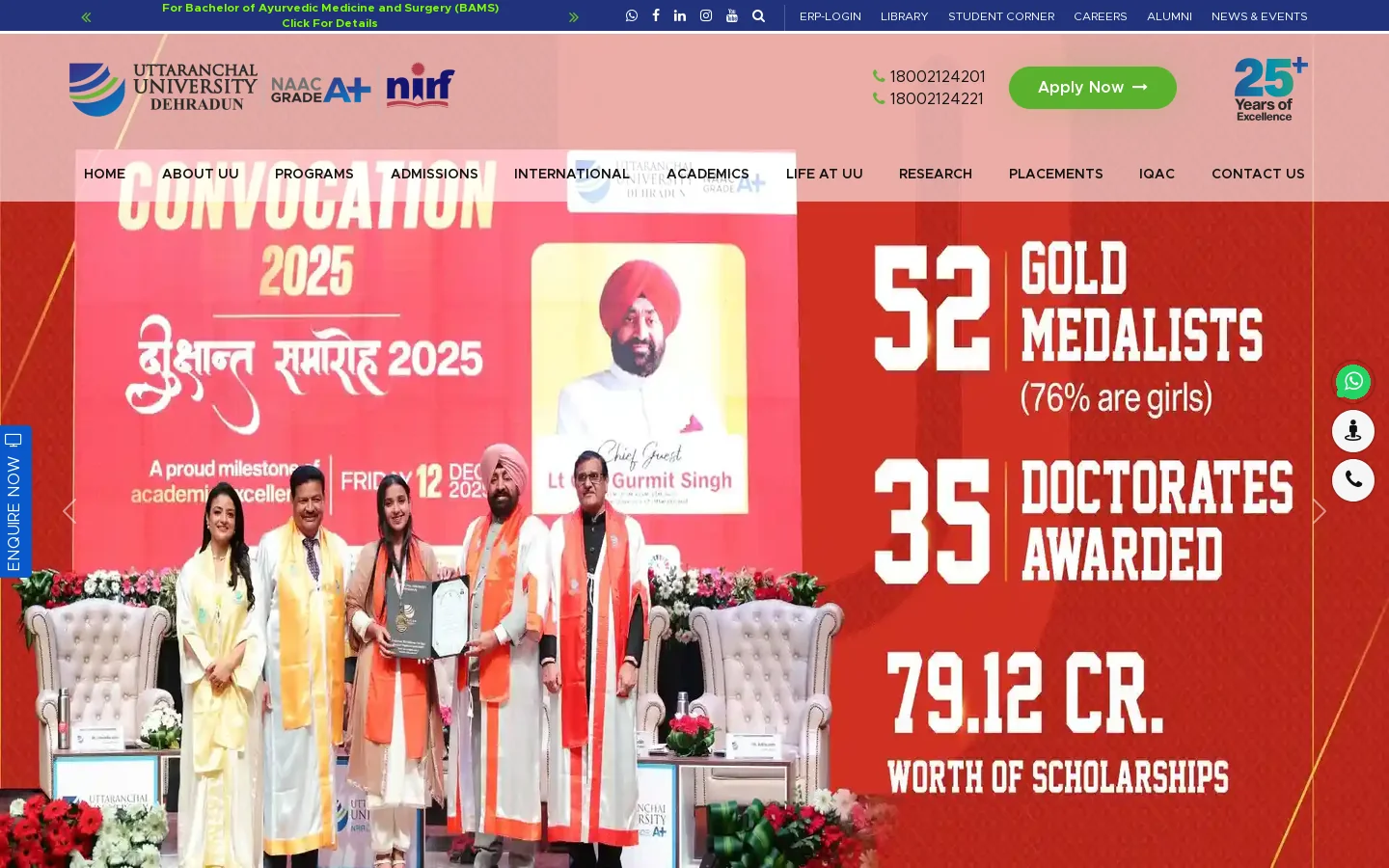 Best Private University in Dehradun, Uttarakhand, Top College in Dehradun Homepage screenshot