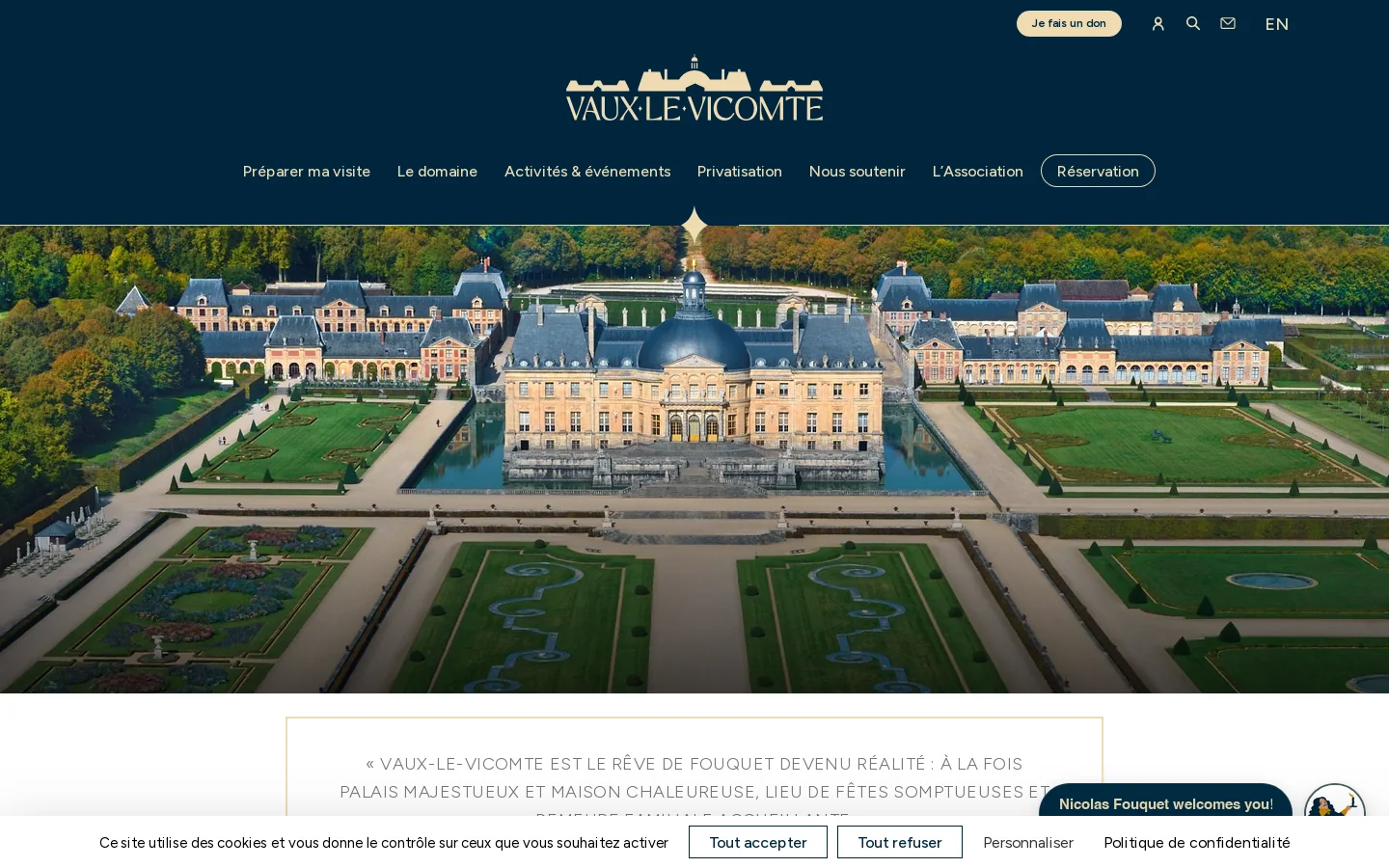 Accueil - Château de Vaux-le-Vicomte Homepage screenshot
