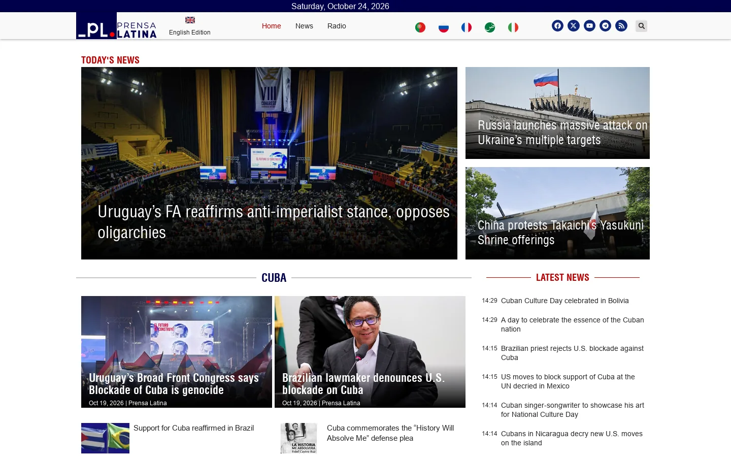 Prensa Latina - Latin American News Agency Homepage screenshot