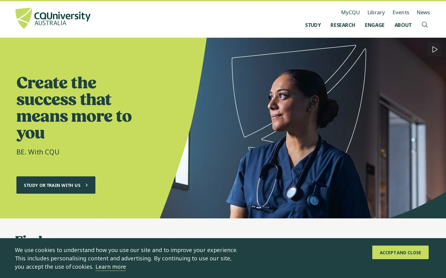 CQUniversity Homepage screenshot