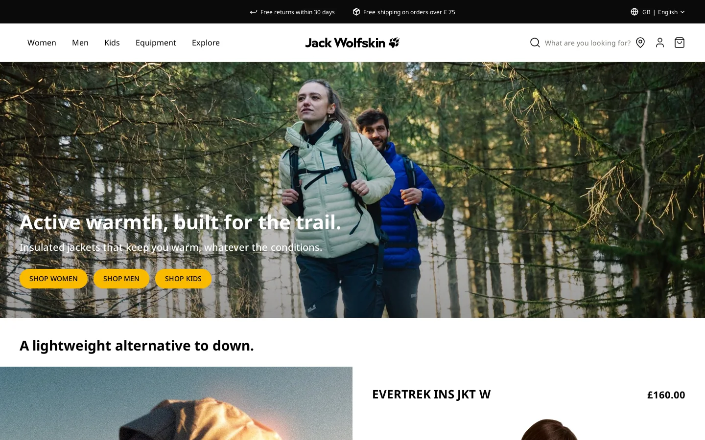 JACK WOLFSKIN Homepage screenshot