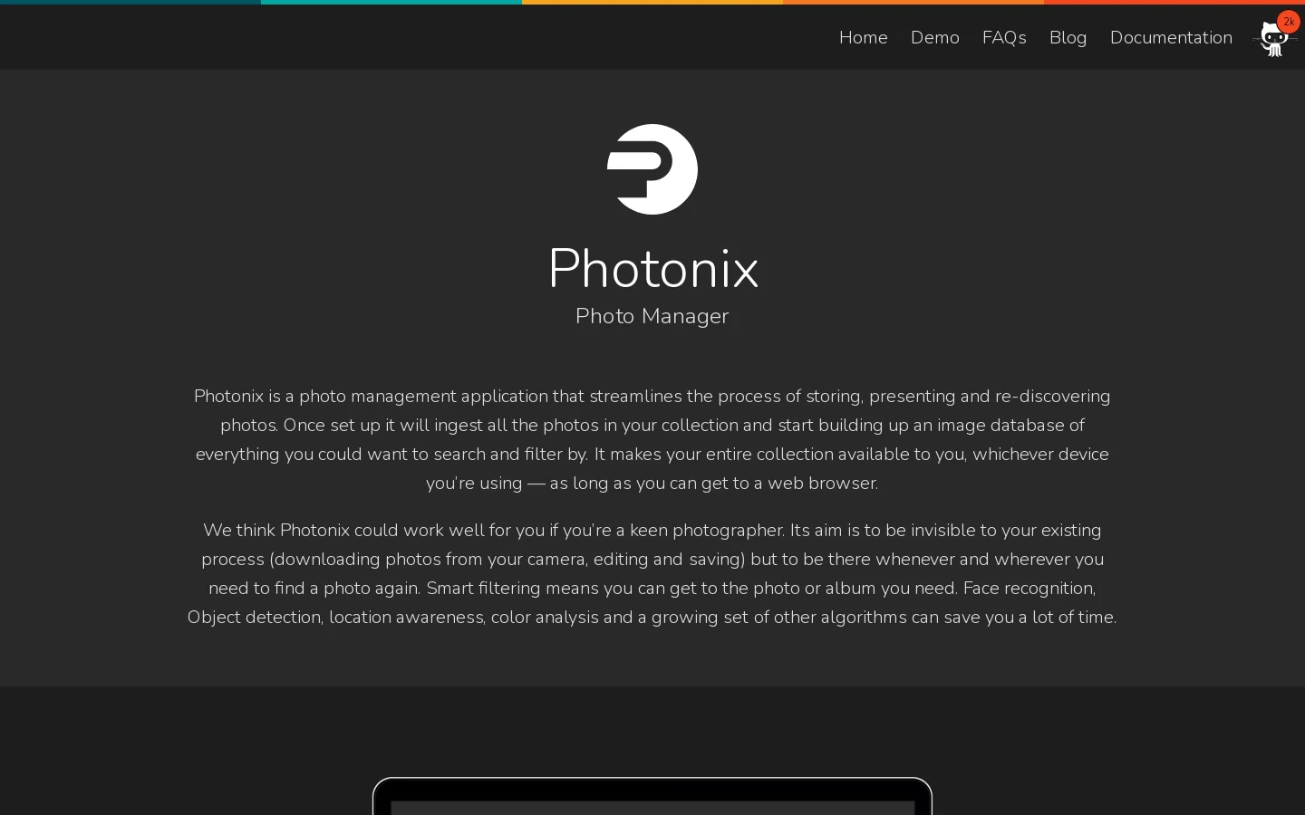 Photonix Photo Manager Homepage screenshot