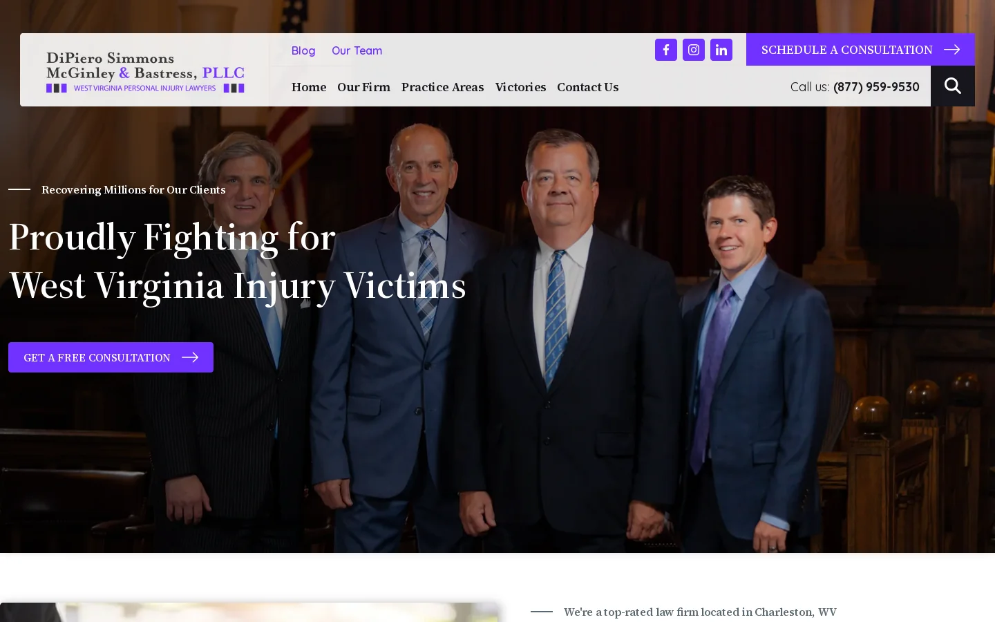 DiPiero Simmons McGinley & Bastress, PLLC Homepage screenshot