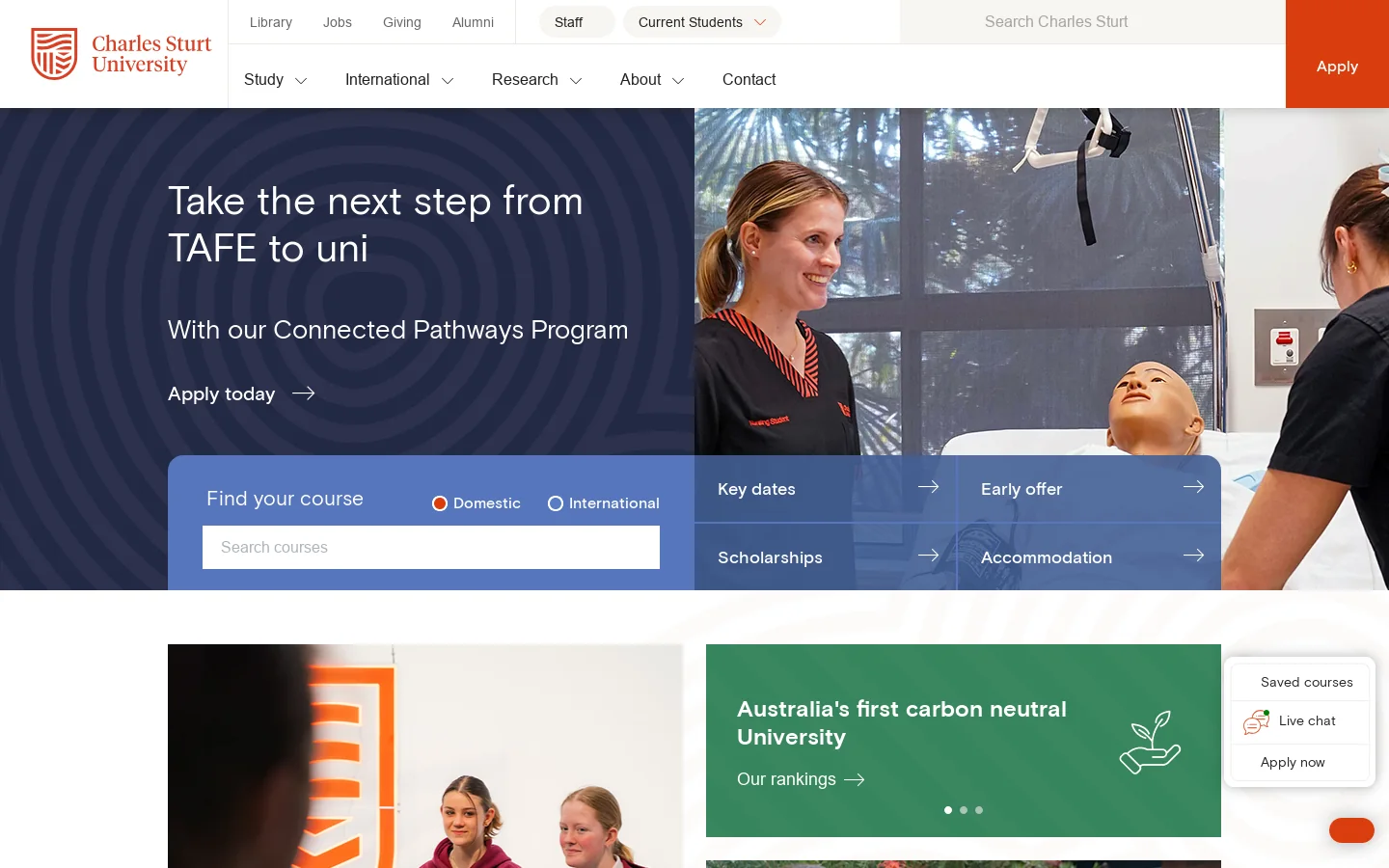 Home - Charles Sturt University Homepage screenshot