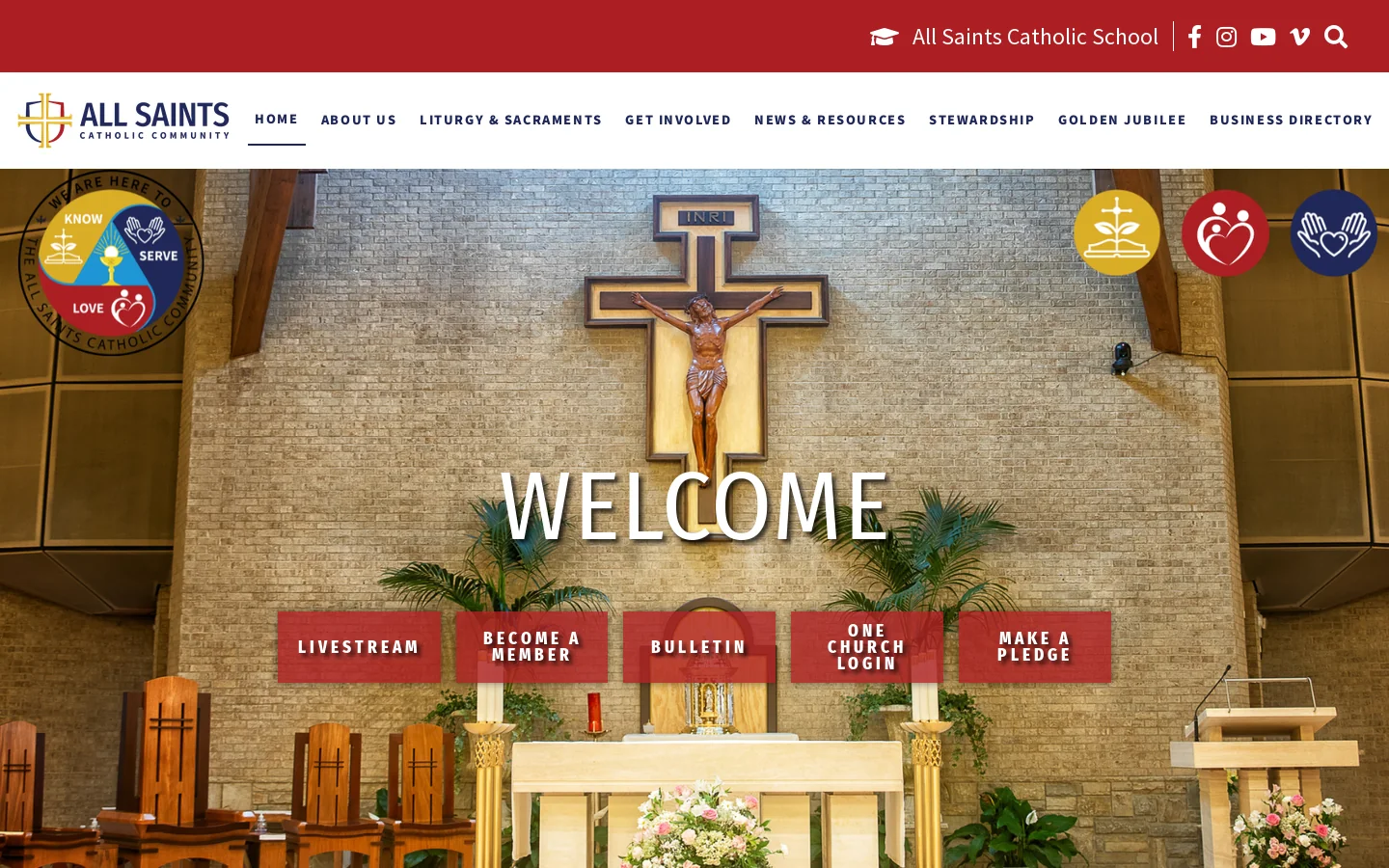 All Saints Catholic Church, Dallas, TX Homepage screenshot