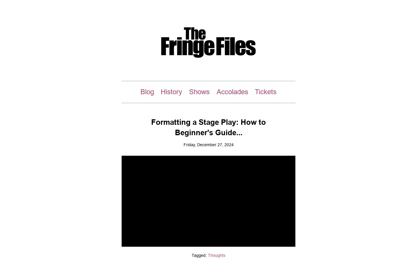 The Fringe Files Homepage screenshot
