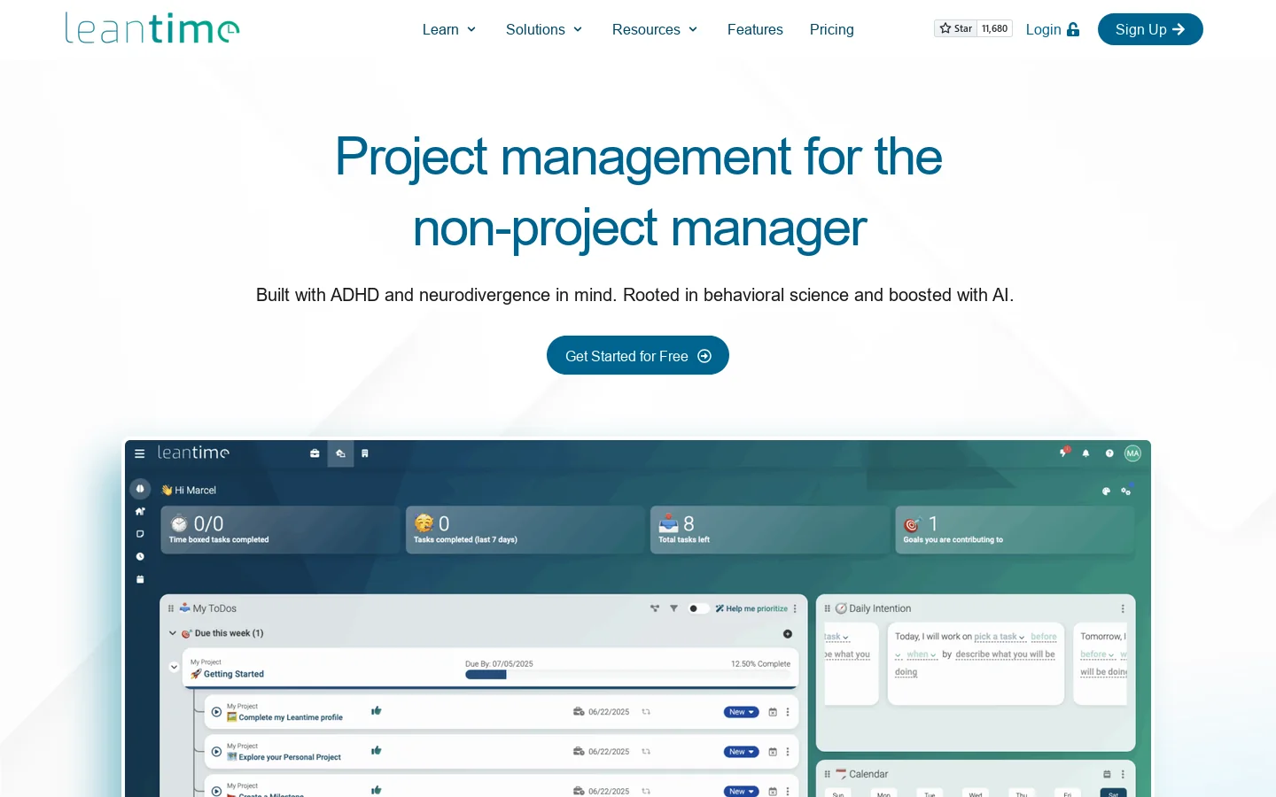 Leantime Homepage screenshot
