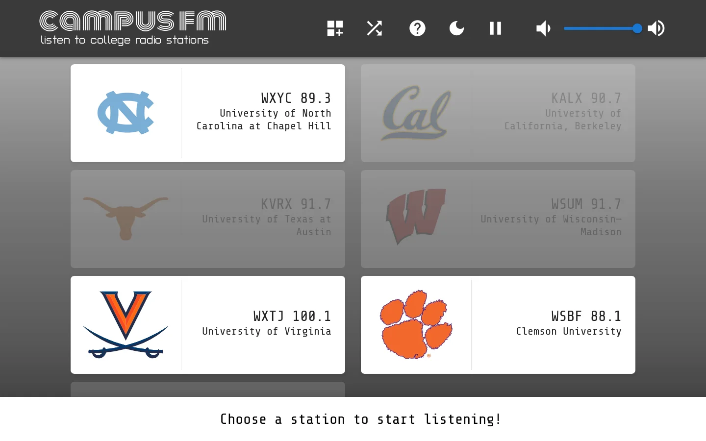Campus FM Homepage screenshot