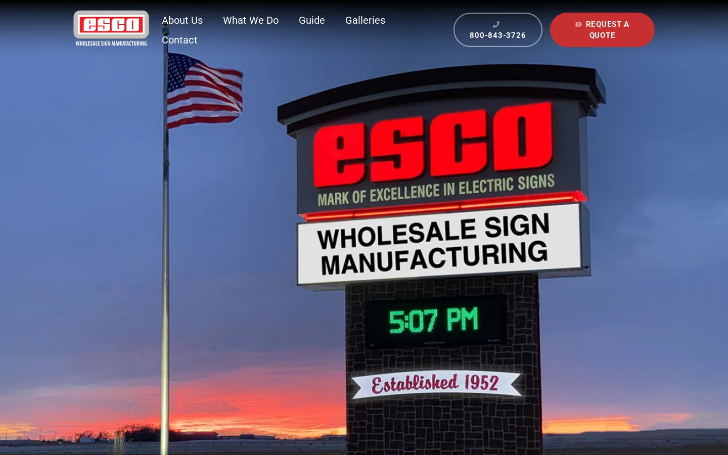 ESCO Manufacturing Homepage screenshot
