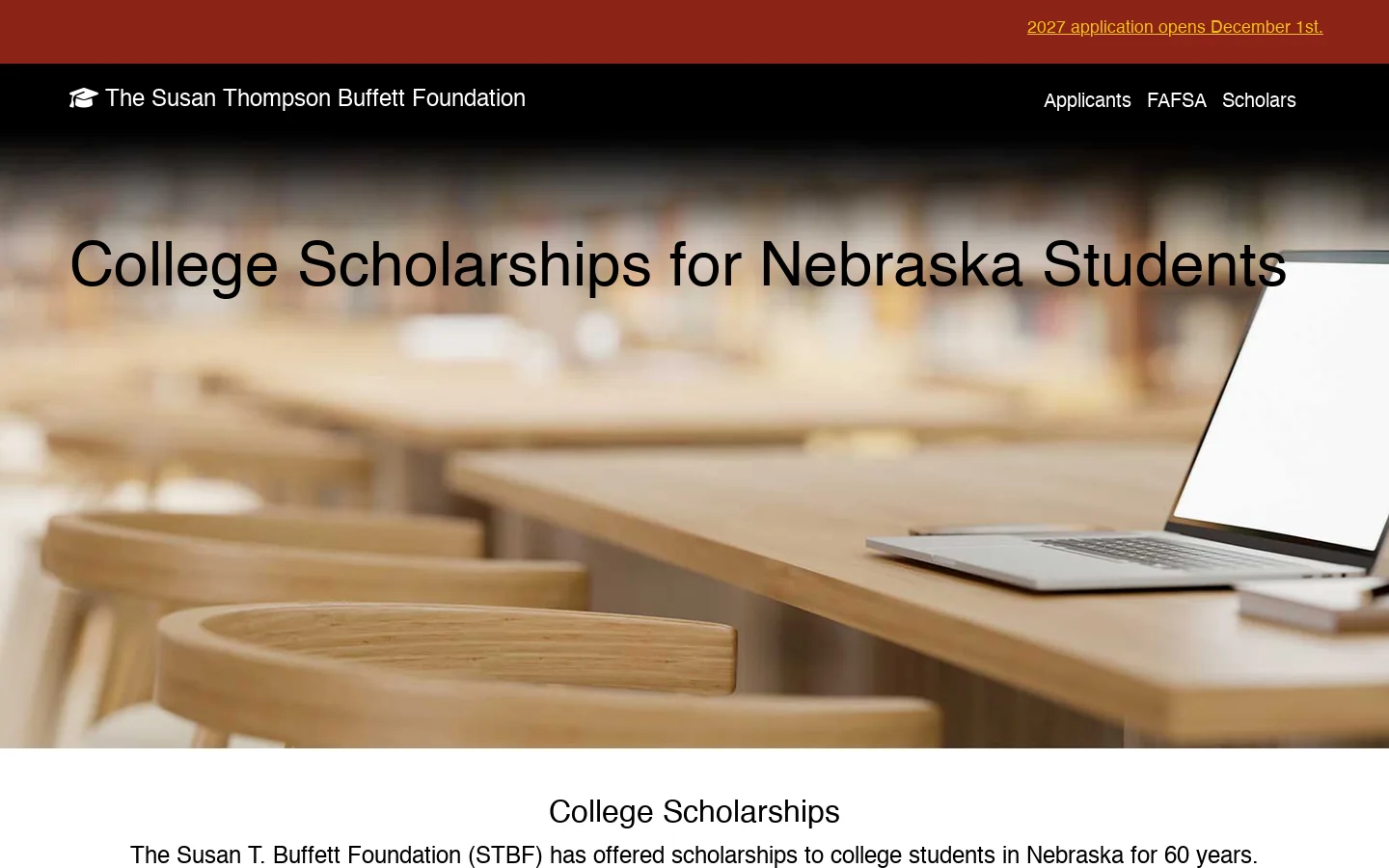 The Susan Thompson Buffett Foundation Homepage screenshot