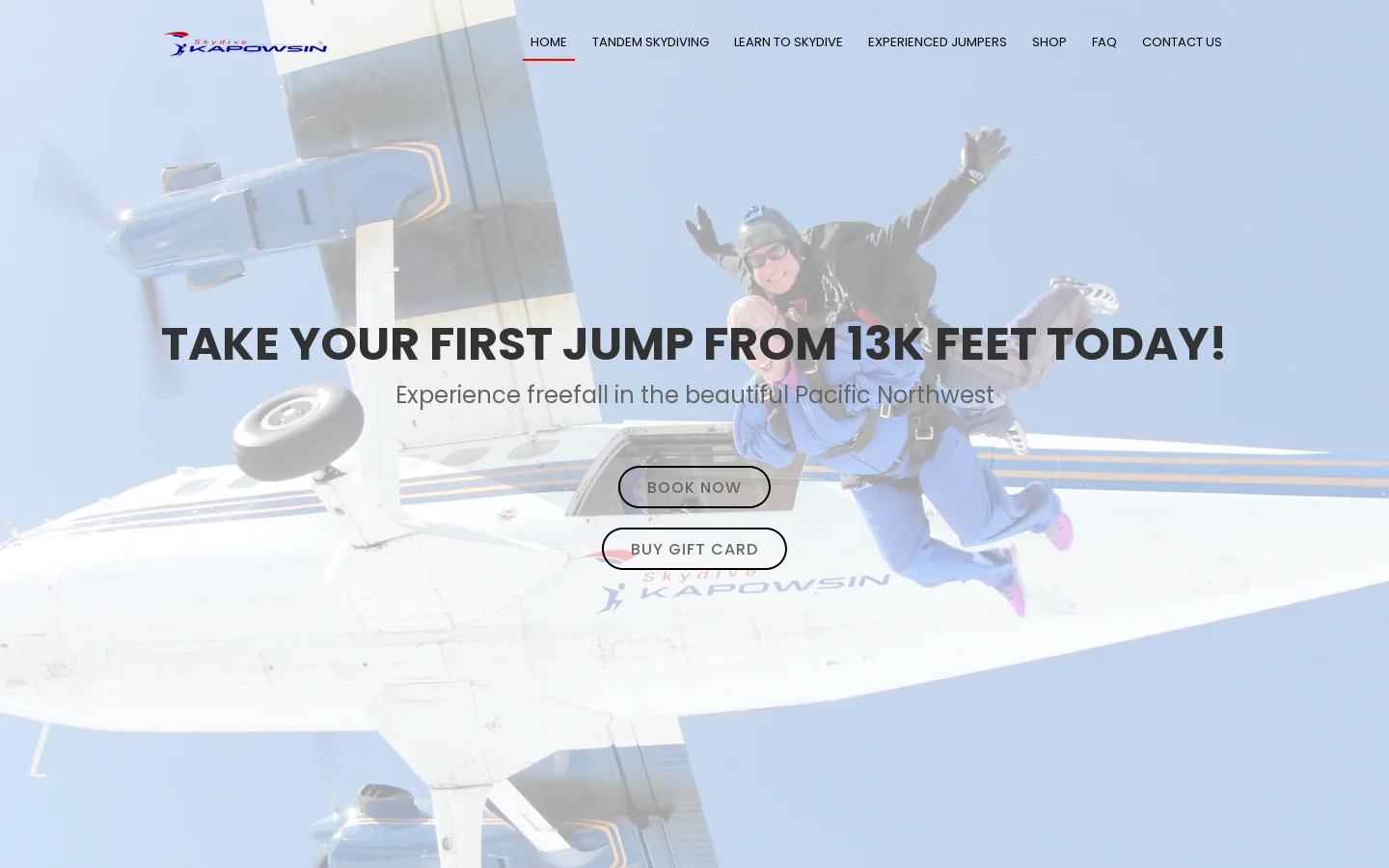 Skydive Kapowsin Homepage screenshot
