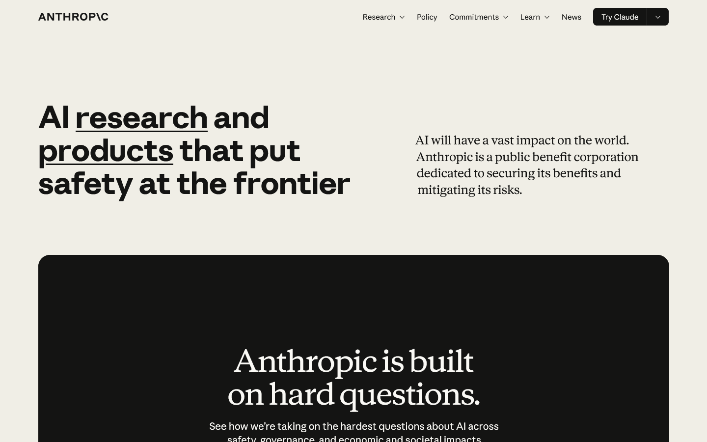 Home \ Anthropic Homepage screenshot