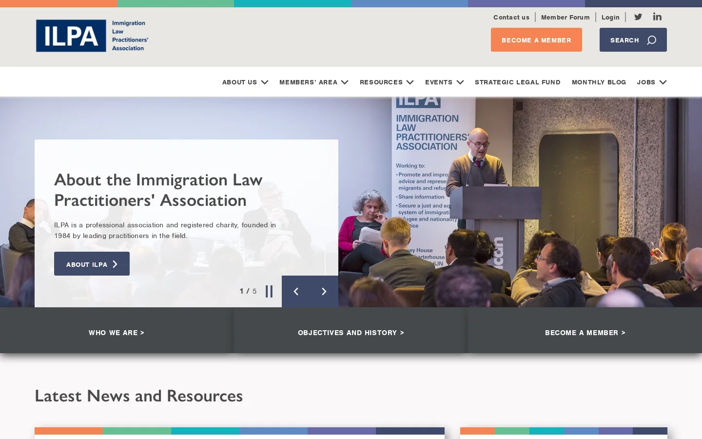 ILPA Homepage screenshot