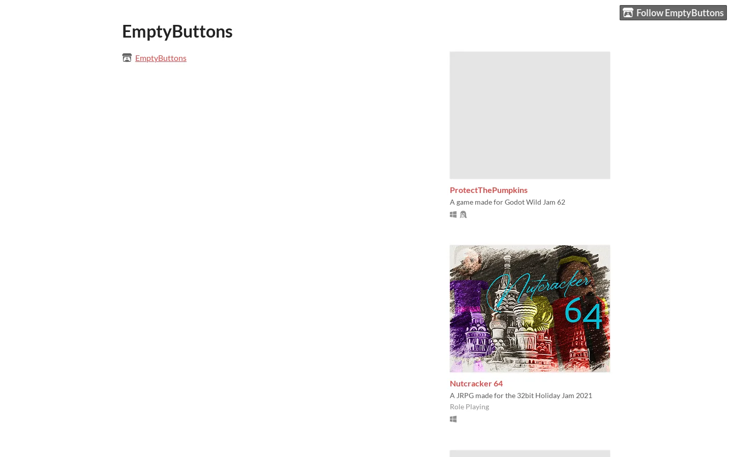EmptyButtons Homepage screenshot