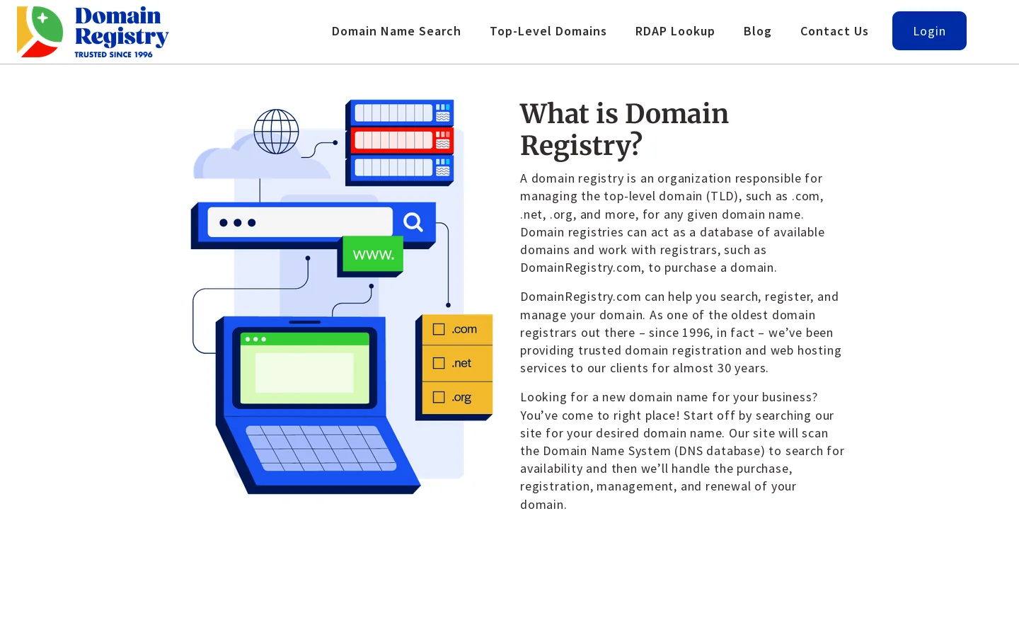 DomainRegistry.com Homepage screenshot
