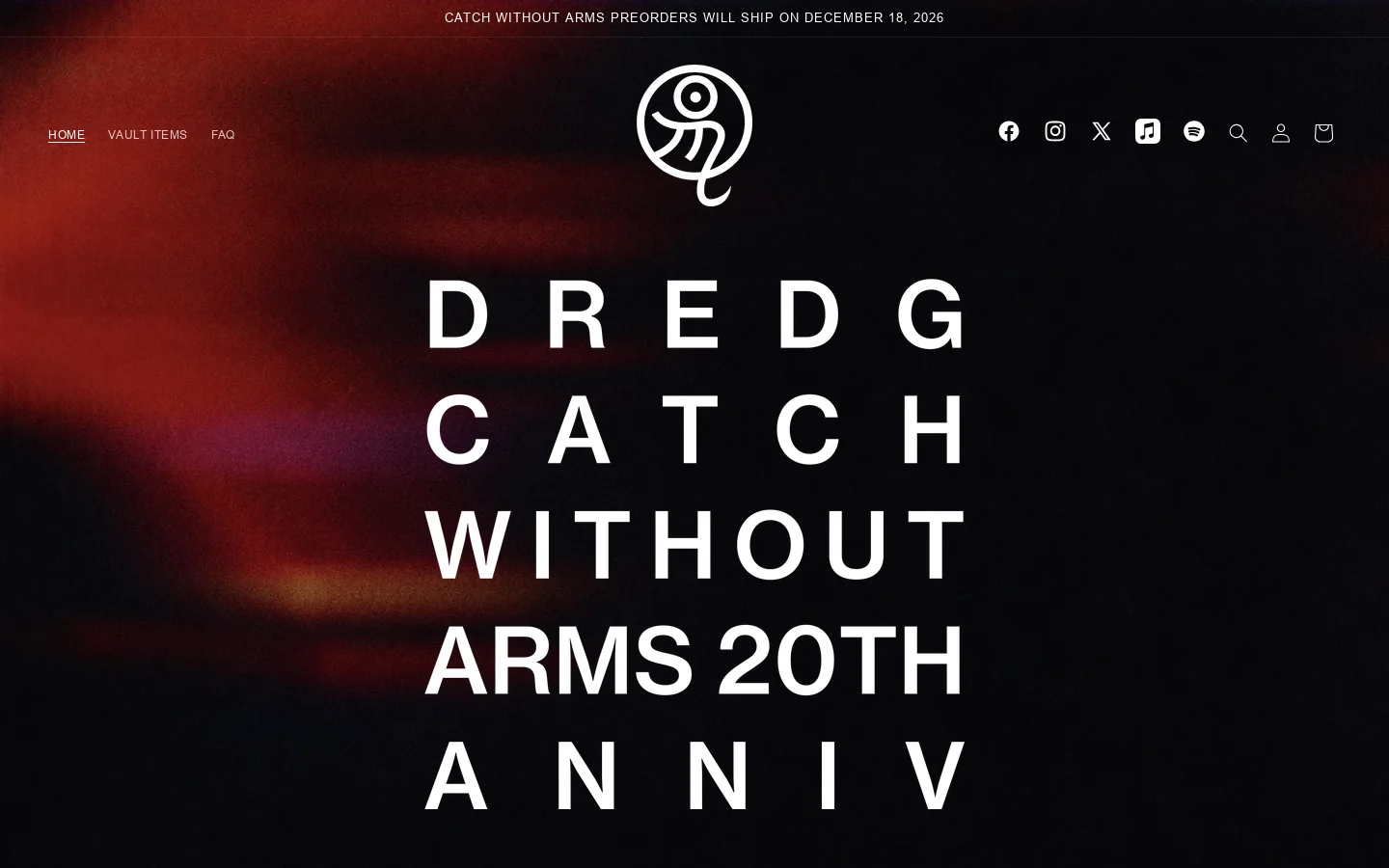 Dredg Store Homepage screenshot