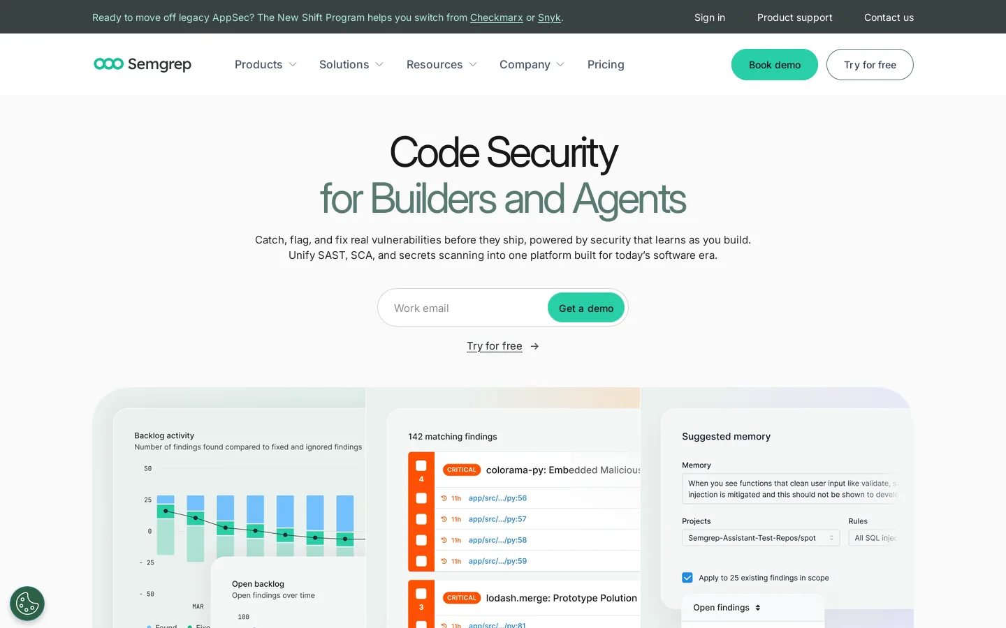 Semgrep App Security Platform Homepage screenshot