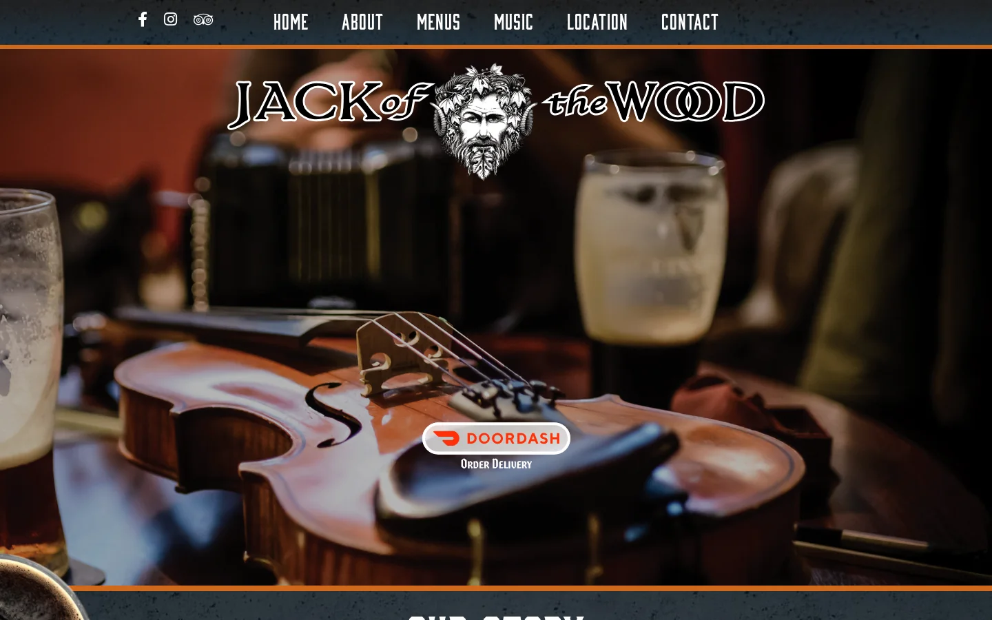 Jack of the Wood Pub Homepage screenshot