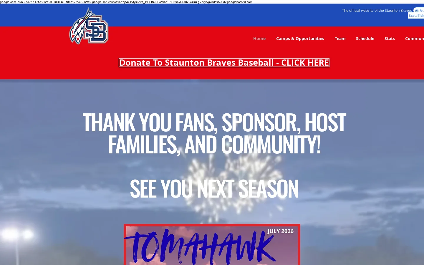Home | Staunton Braves Homepage screenshot