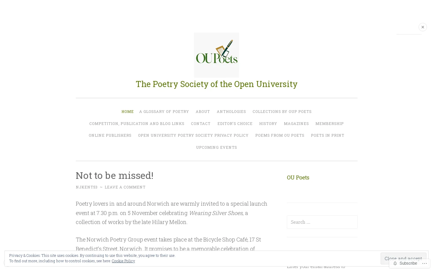 The Poetry Society of the Open University Homepage screenshot