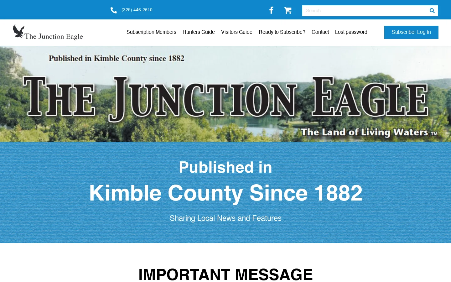Home - Newspaper Subscription Junction - The Junction Eagle Homepage screenshot