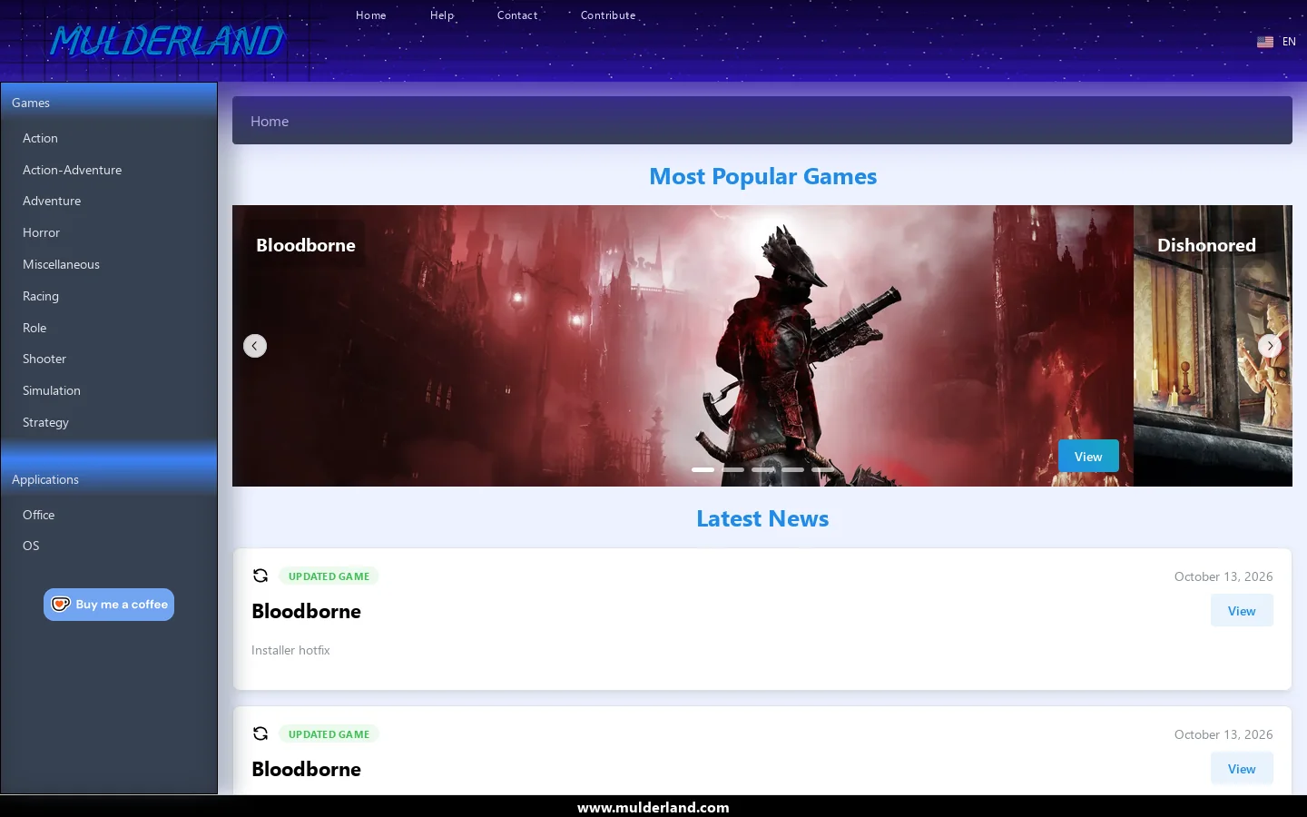 Mulderland Homepage screenshot