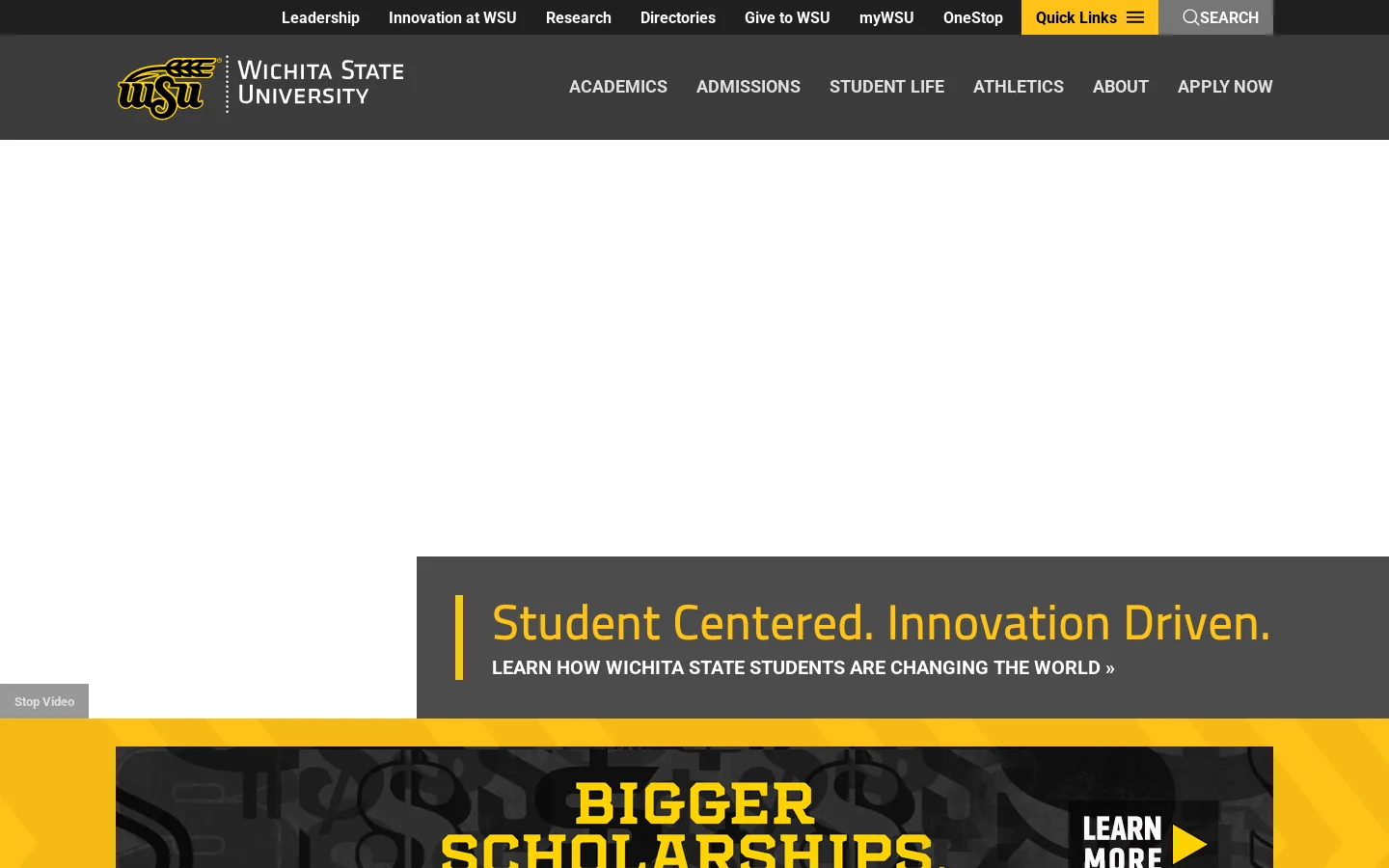 Wichita State University Homepage screenshot