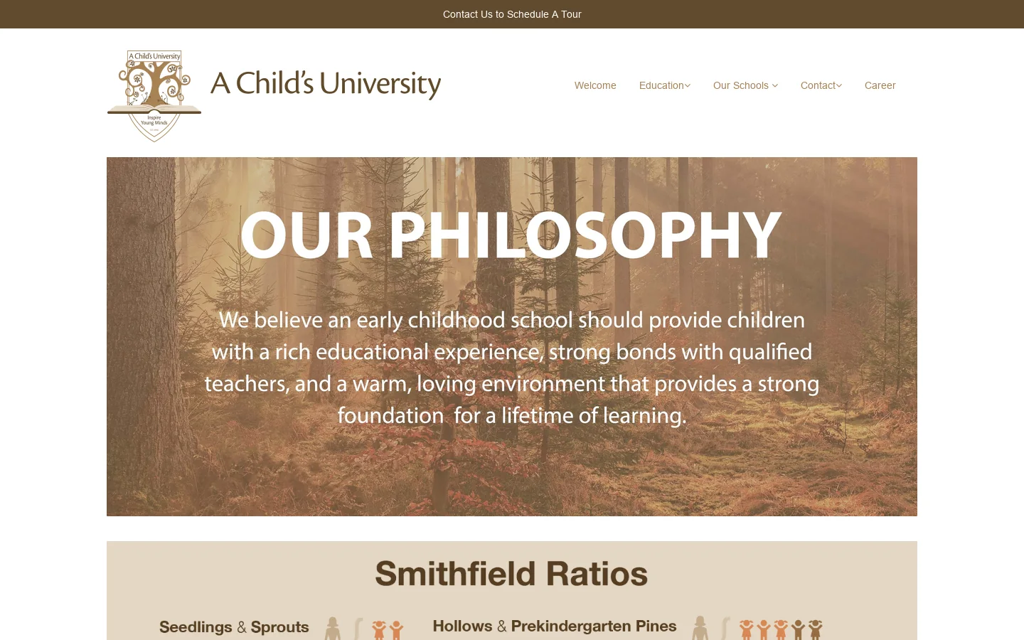 A Child's University Early Childhood Smithfield and Cranston Homepage screenshot
