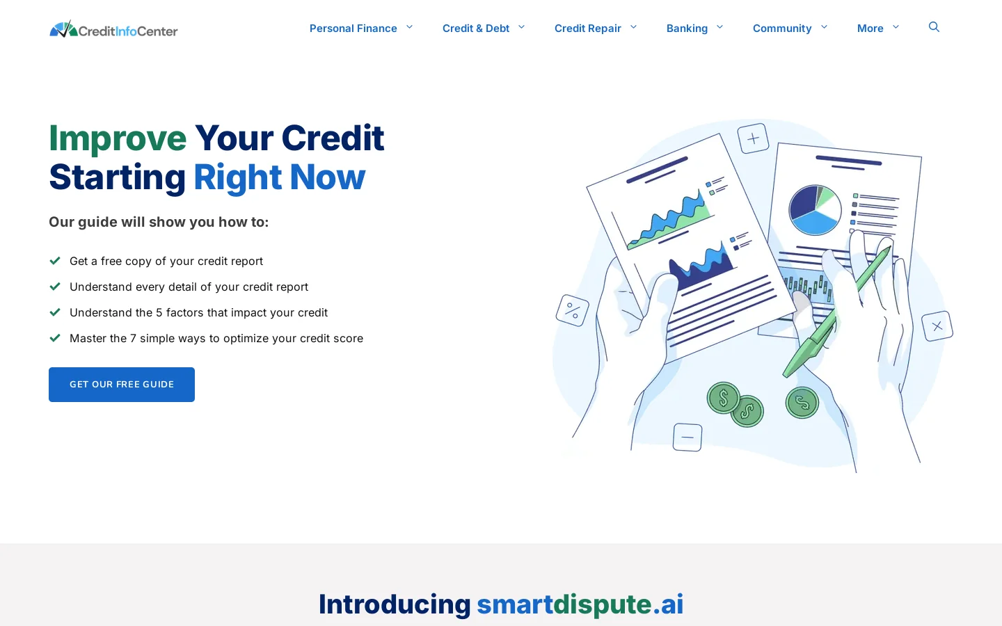 CreditInfoCenter.com Homepage screenshot