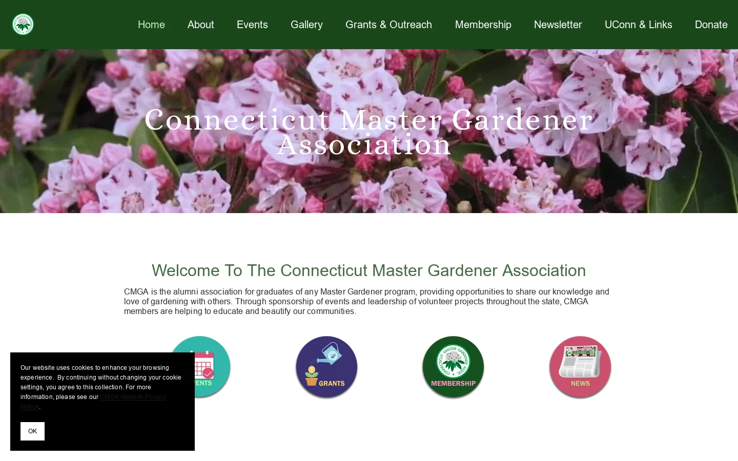 CT Master Gardener Association Homepage screenshot