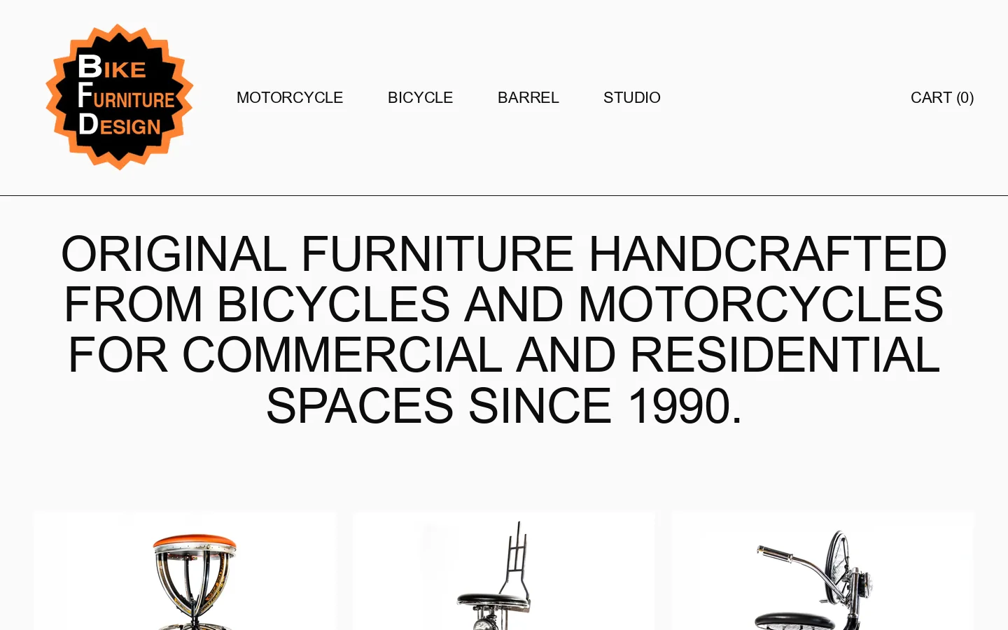 Bike Furniture Design Homepage screenshot