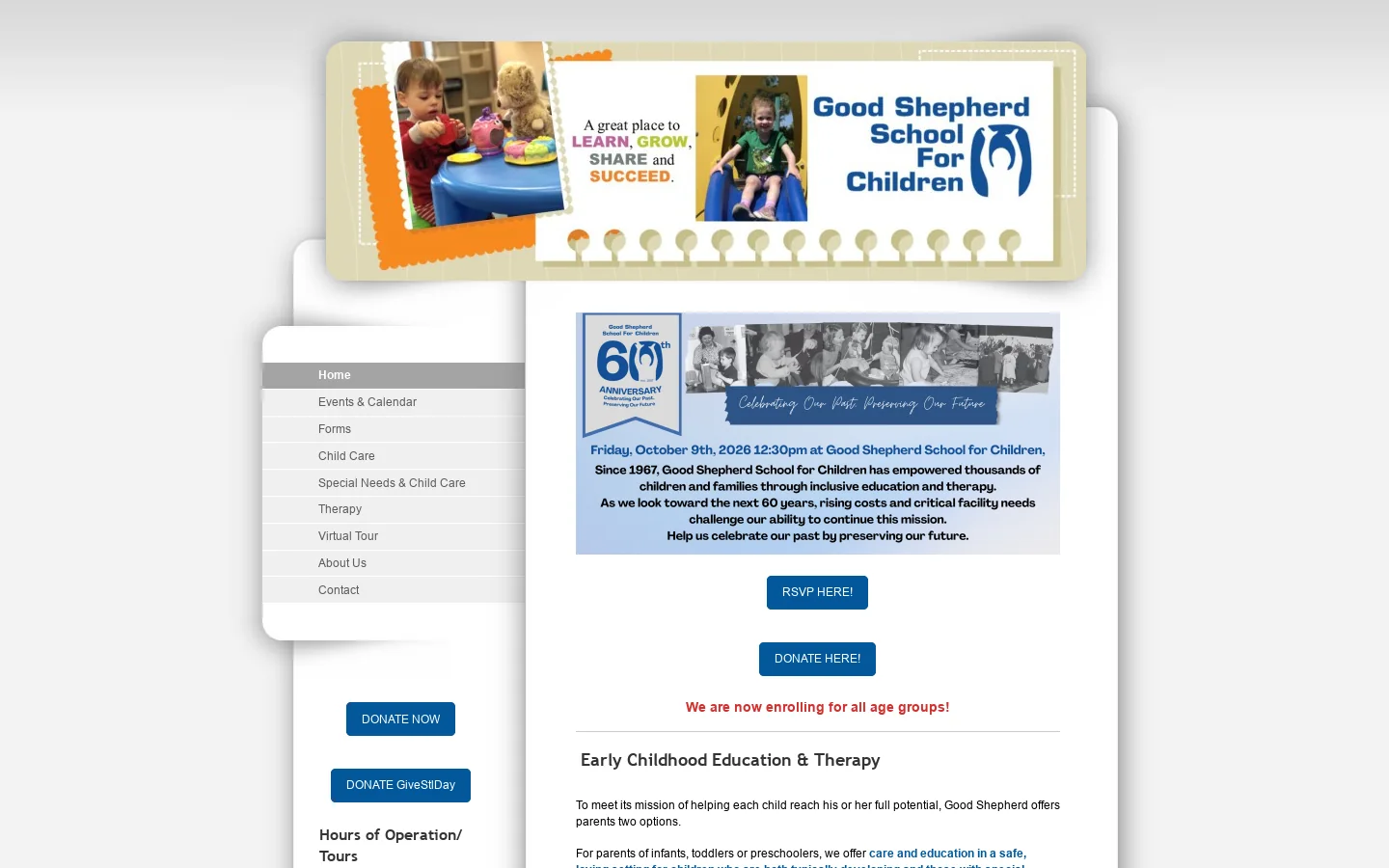 Early Childhood Education School & Therapy Center In St. Louis Homepage screenshot