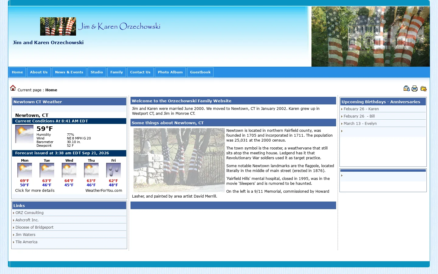 Orzechowski Family Homepage screenshot