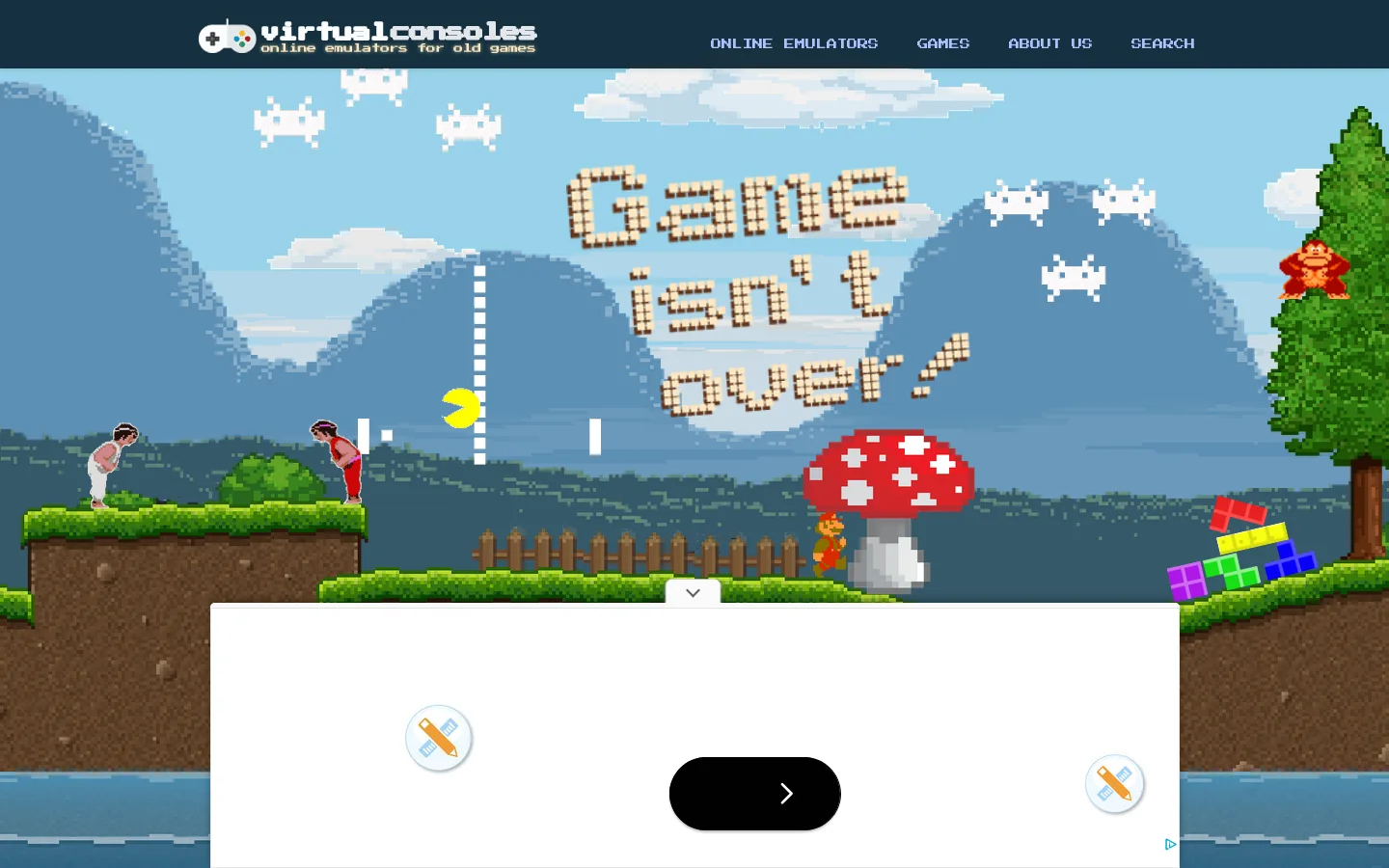 Virtual Consoles Homepage screenshot