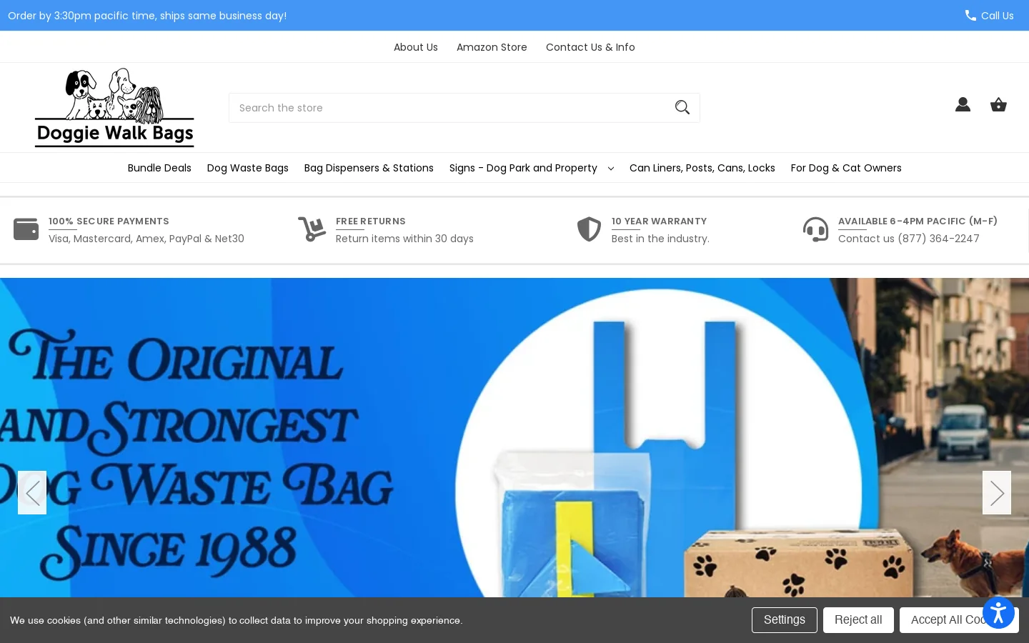 Dog Waste Bags | Dog Waste Station | Doggie Walk Bags Homepage screenshot