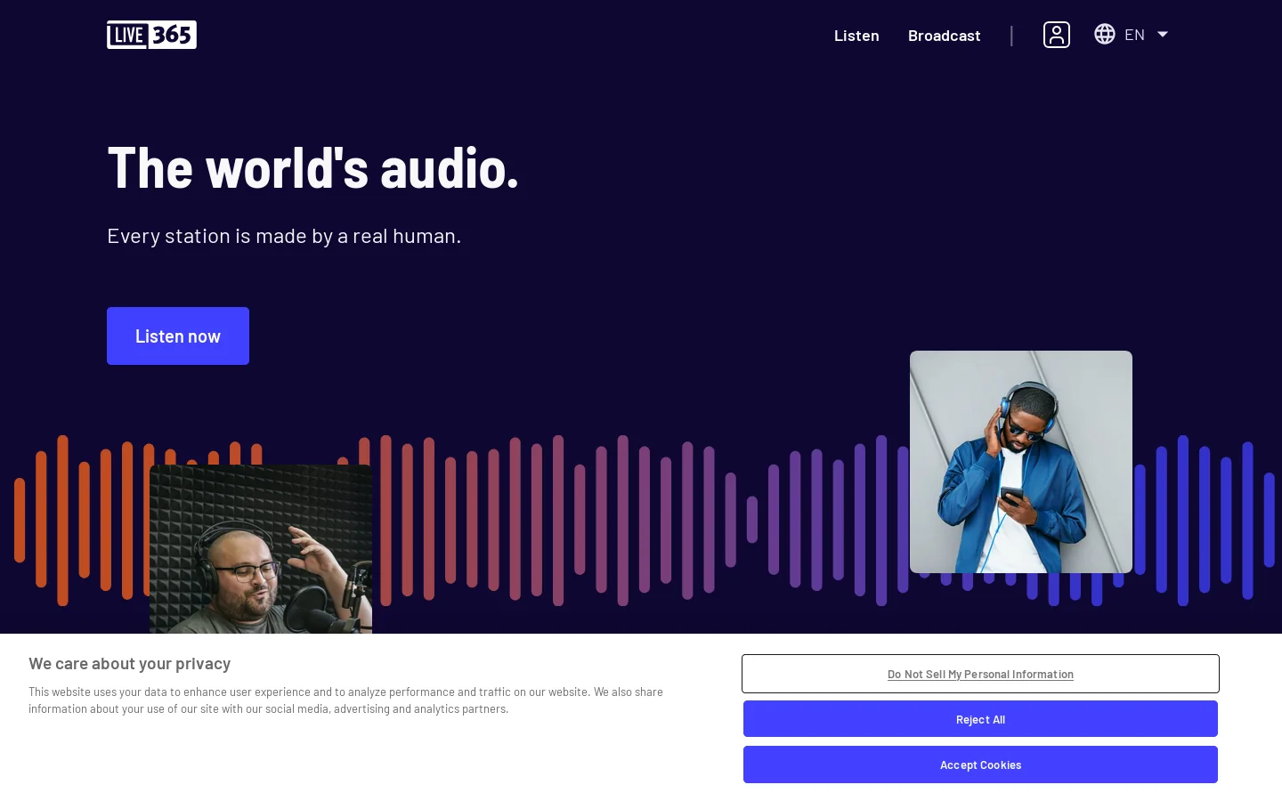 Live365 Homepage screenshot