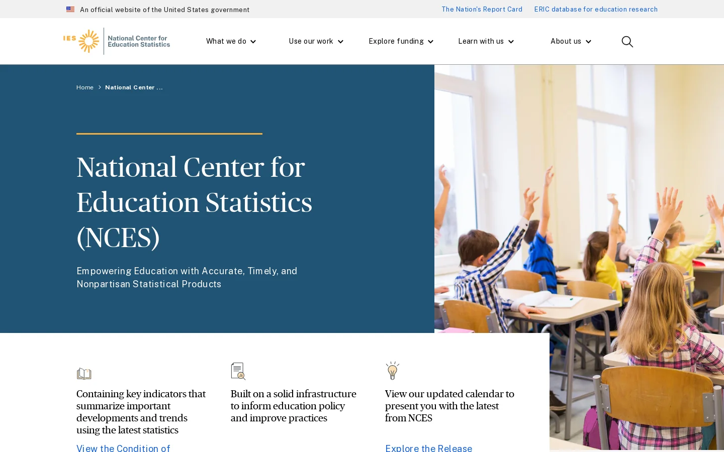 National Center for Education Statistics (NCES) | IES Homepage screenshot