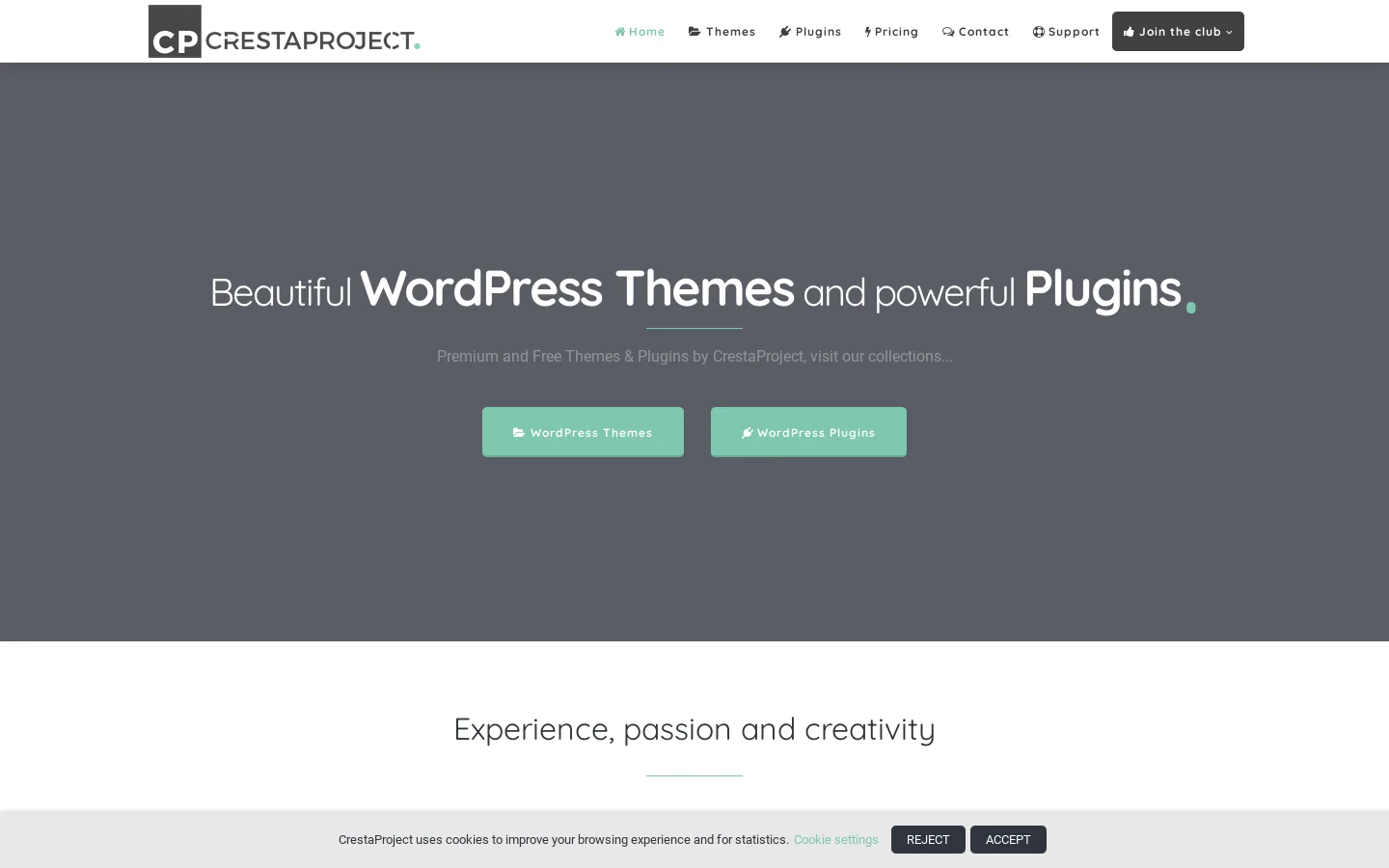 CrestaProject Homepage screenshot
