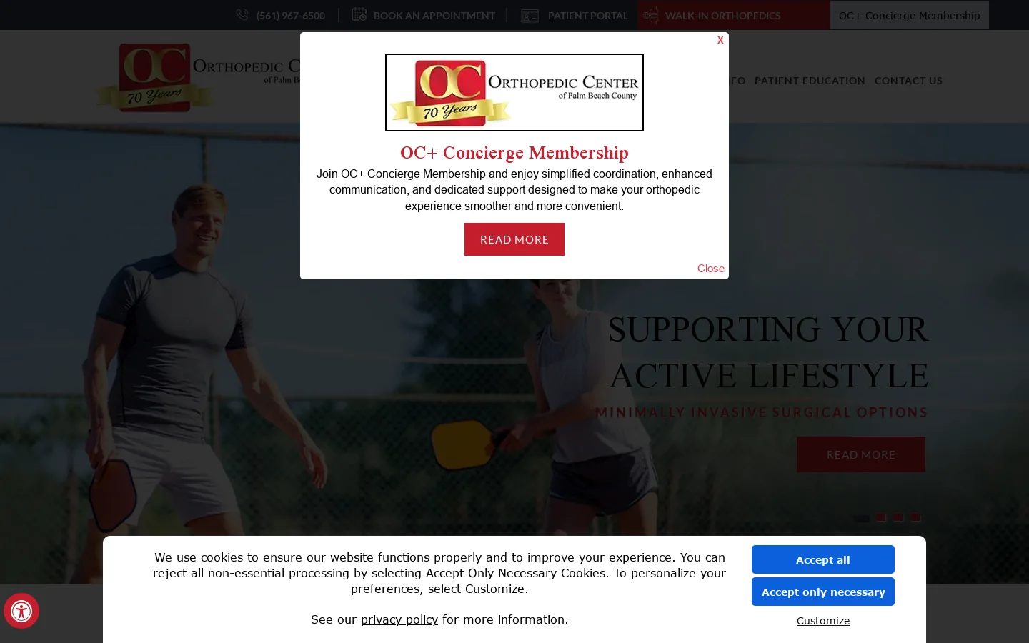 Orthopedic Center of Palm Beach County | Orthopedic Surgeons Atlantis, FL Homepage screenshot