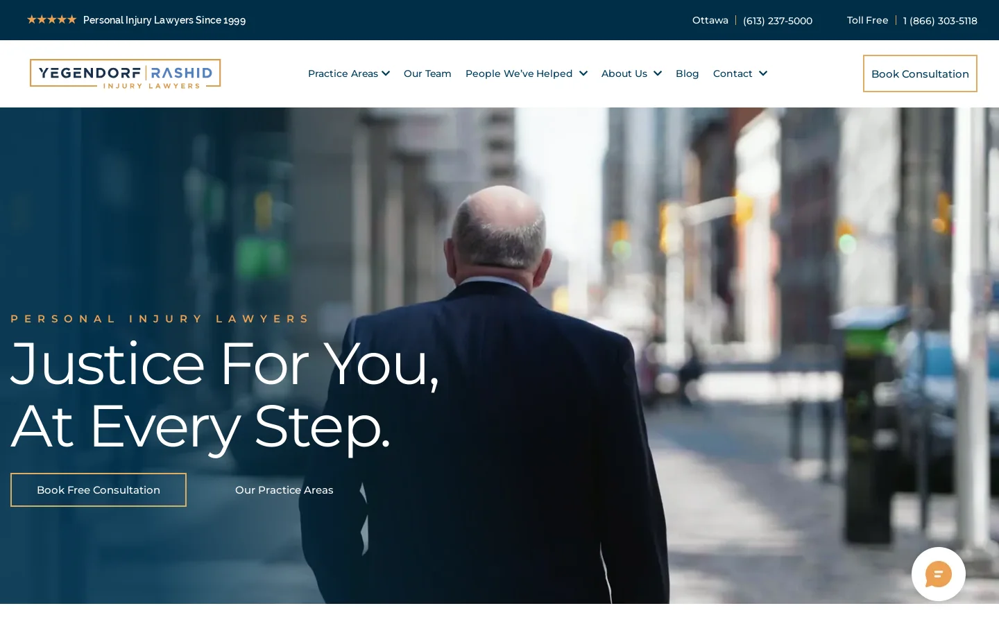 Ottawa's Personal Injury & Car Accident Lawyers | Yegendorf Rashid Homepage screenshot