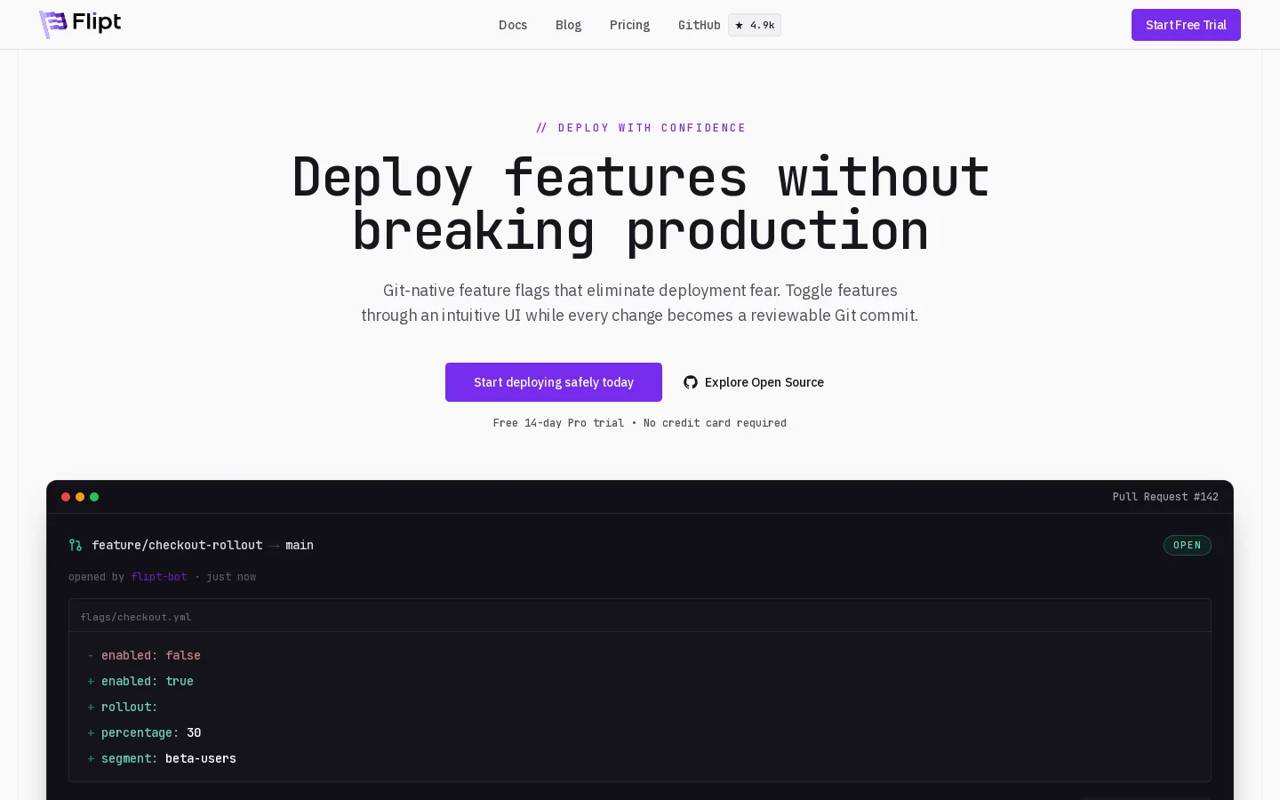 Flipt Homepage screenshot