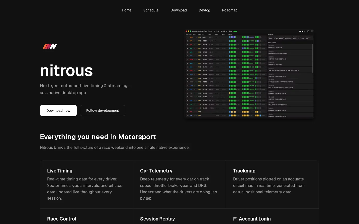 Nitrous Homepage screenshot