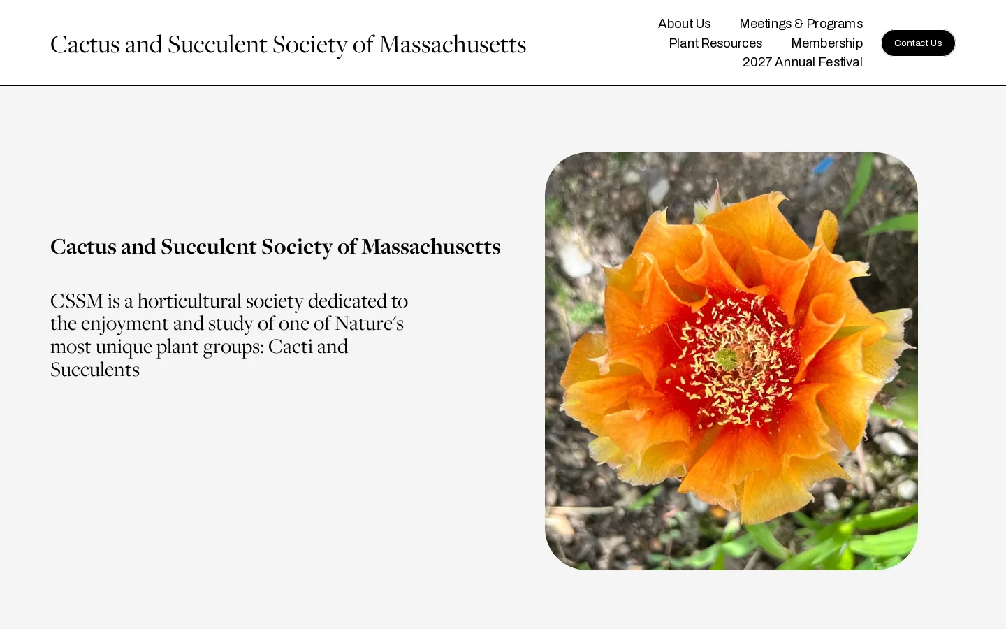 Cactus and Succulent Society of Massachusetts Homepage screenshot