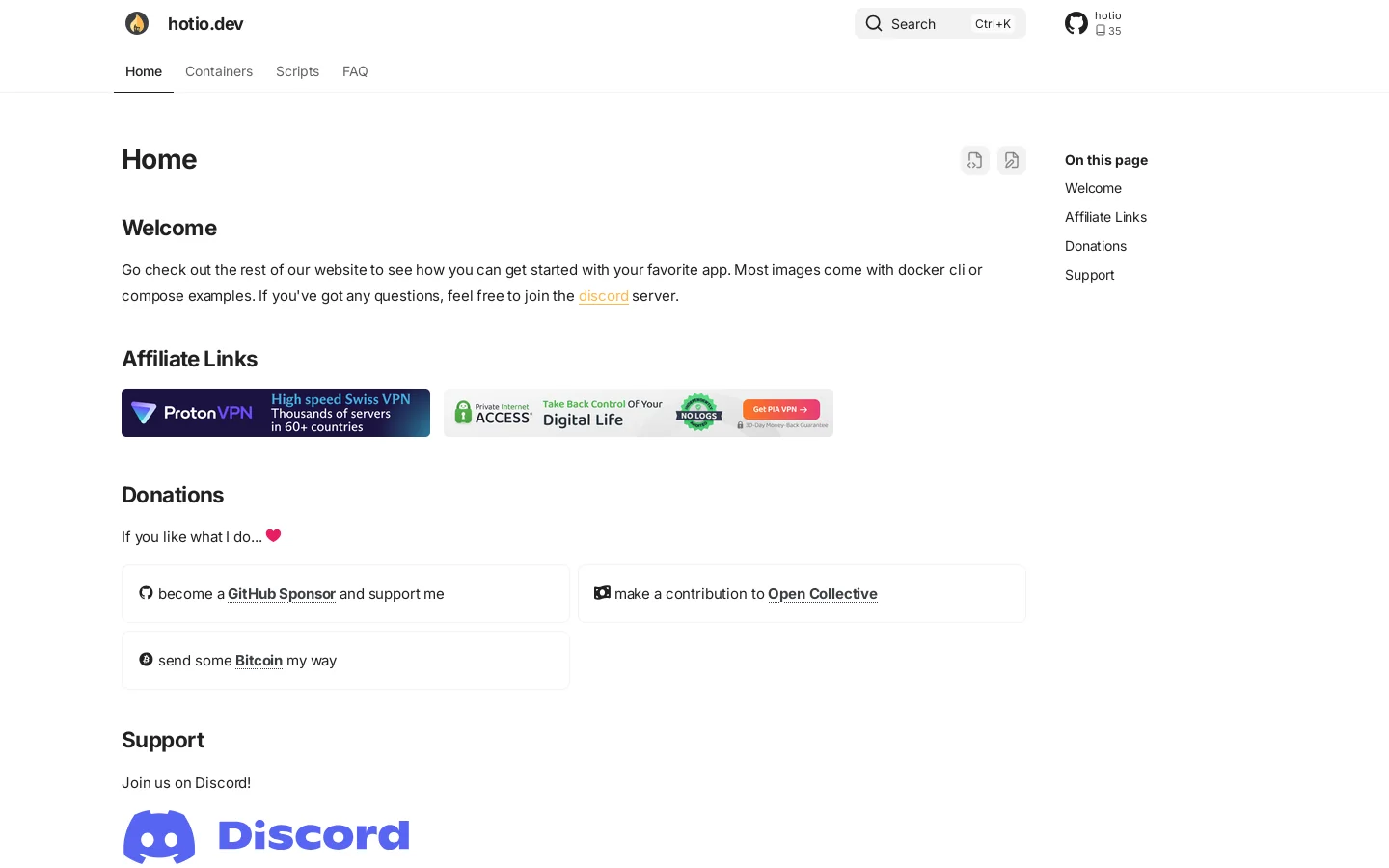 hotio.dev Homepage screenshot