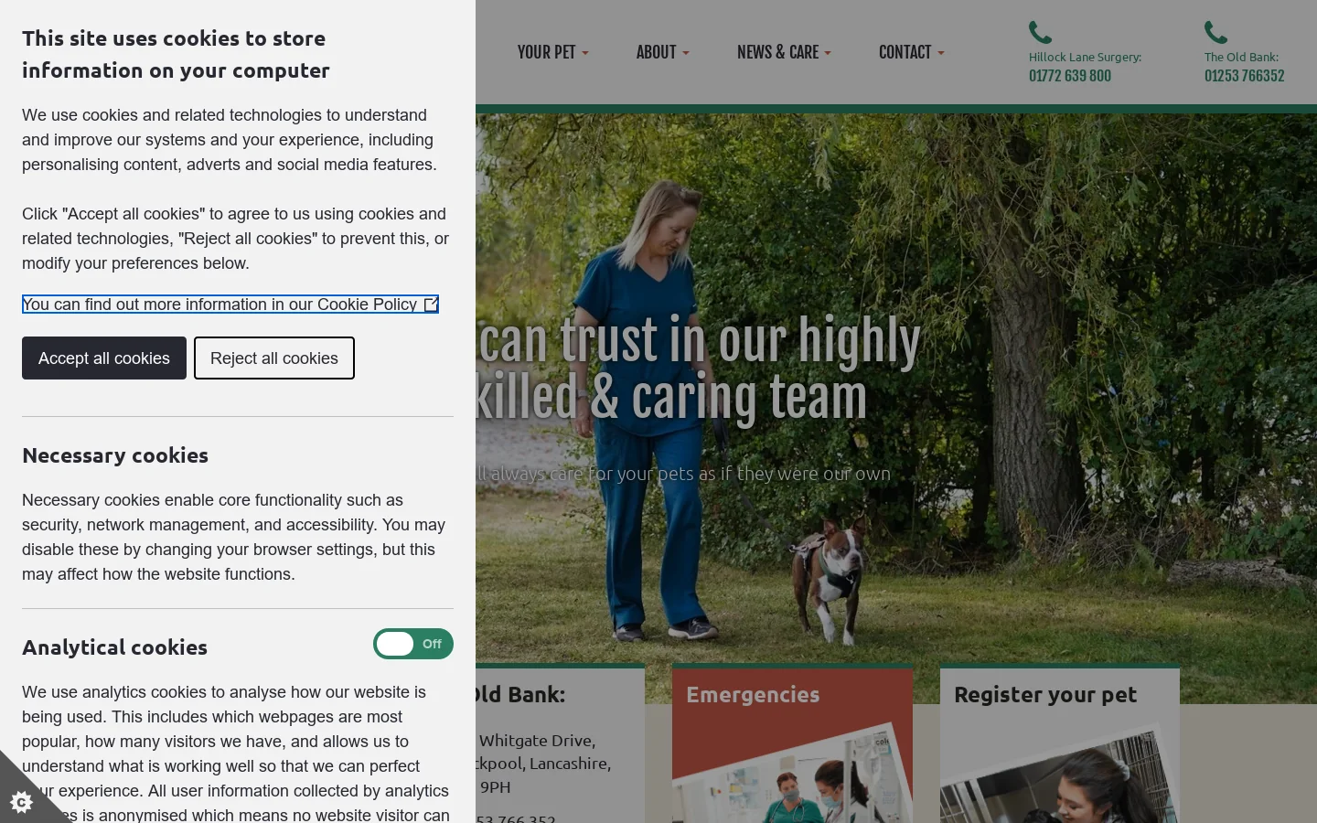 Rowan Vets Homepage screenshot