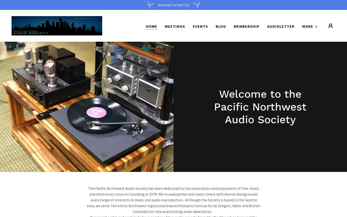 Pacific Northwest Audio Society - Home Homepage screenshot